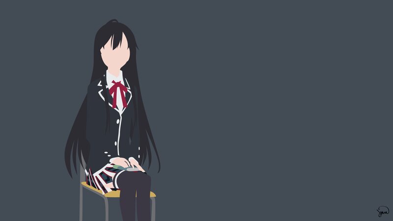 Anime Girl in Uniform — Gray, Neutral, School Uniform