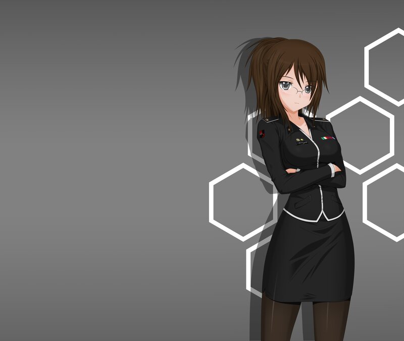 Anime Girl in Uniform — Gray, Neutral