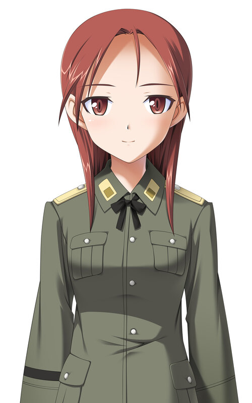 Anime Girl in Uniform — Green, Neutral, Military Uniform