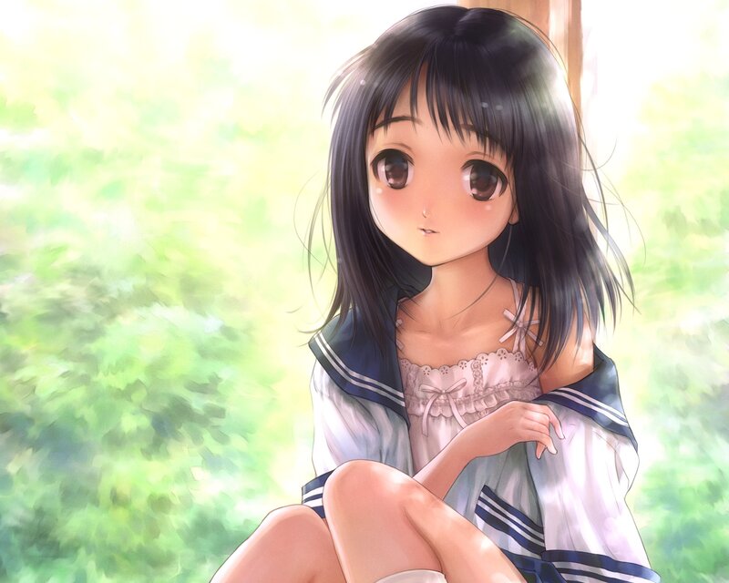 Anime Girl in Uniform — Green, Serene