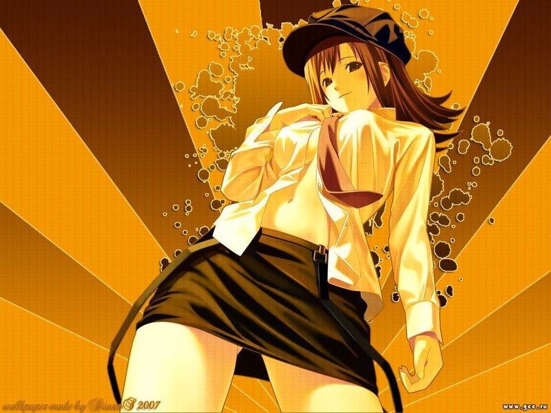 Anime Girl in Uniform — Orange, Dramatic, Hat