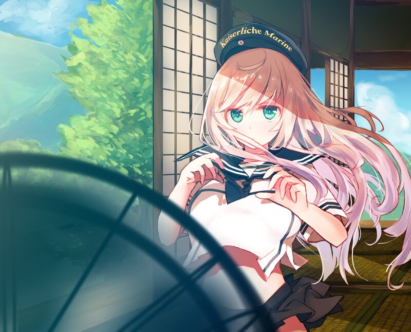 Anime Girl in Uniform — Pink, Calm, Afternoon, Digital Art