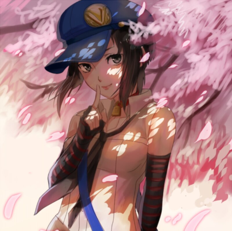 Anime Girl in Uniform — Pink, Calm, Spring