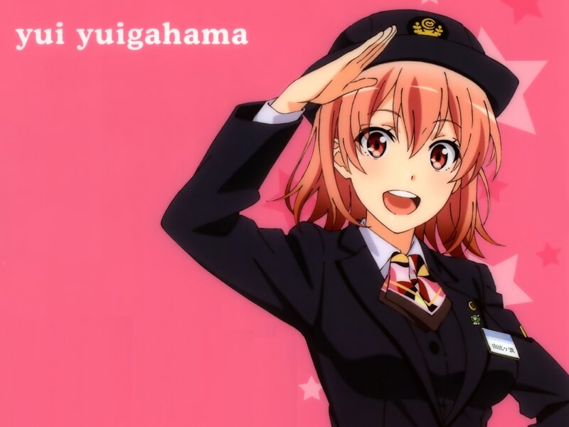 Anime Girl in Uniform — Pink, Cheerful, Hat