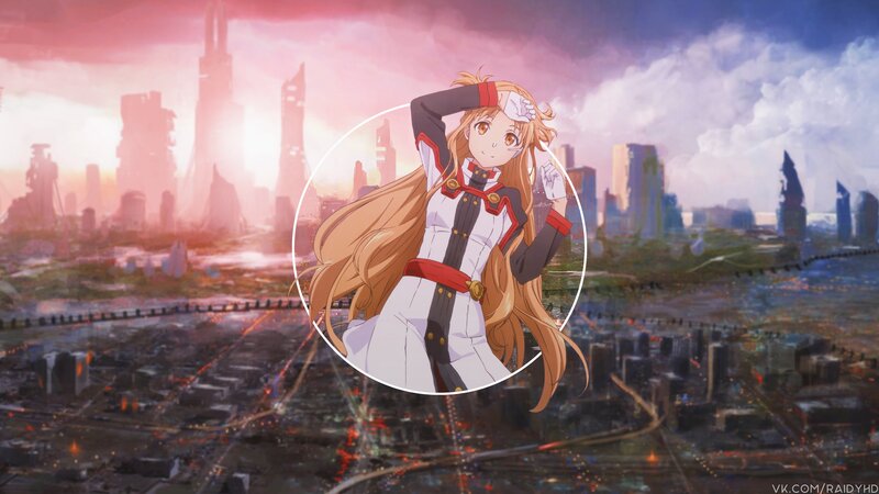 Anime Girl in Uniform — Pink, Dramatic, Sunset, Cityscape