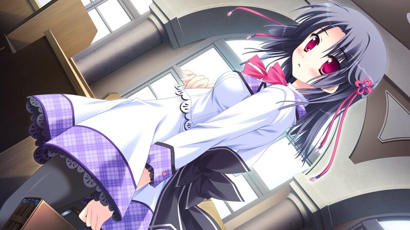 Anime Girl in Uniform — Purple, Calm, Afternoon