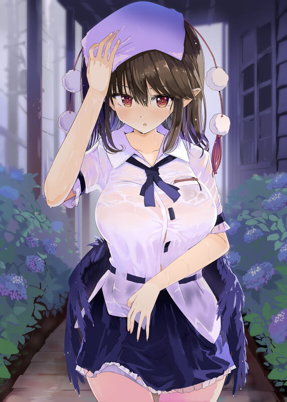 Anime Girl in Uniform — Purple, Calm, Night, Digital Art