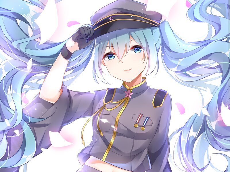 Anime Girl in Uniform — Purple, Calm, Spring