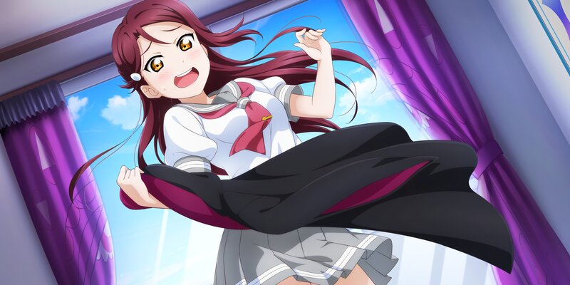Anime Girl in Uniform — Purple, Cheerful, Afternoon