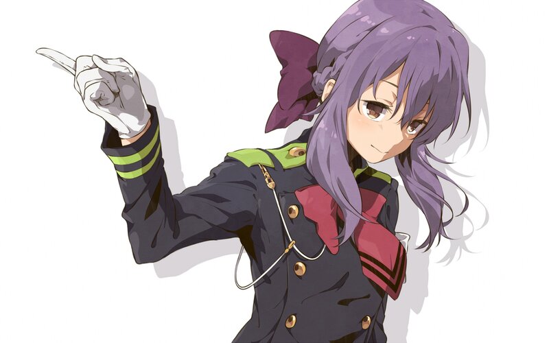 Anime Girl in Uniform — Purple, Confident, Bow