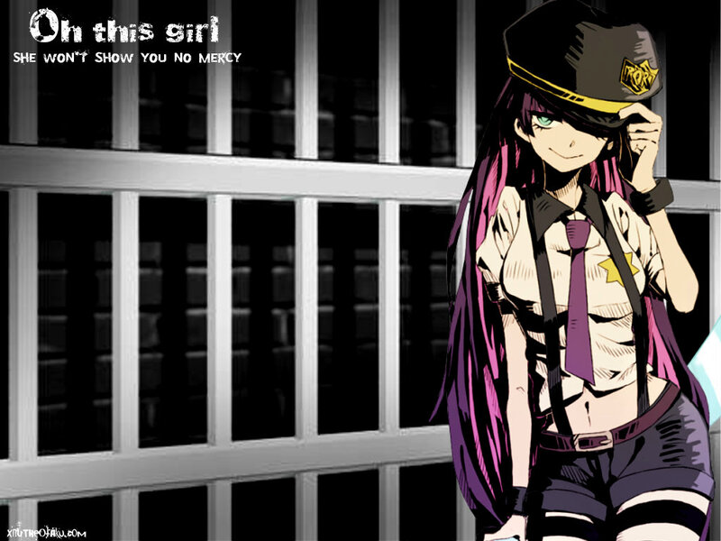 Anime Girl in Uniform — Purple, Confident