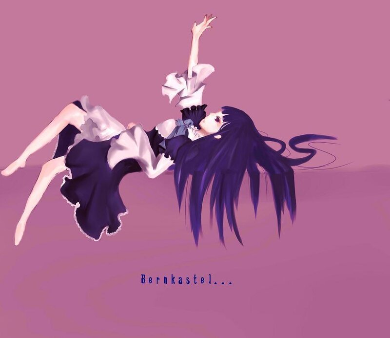 Anime Girl in Uniform — Purple, Dramatic, Digital Art, Long Hair