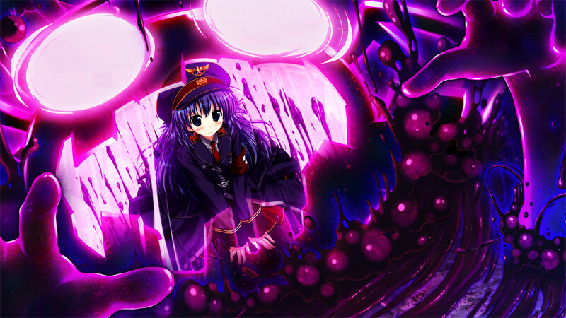 Anime Girl in Uniform — Purple, Dramatic, Digital Art