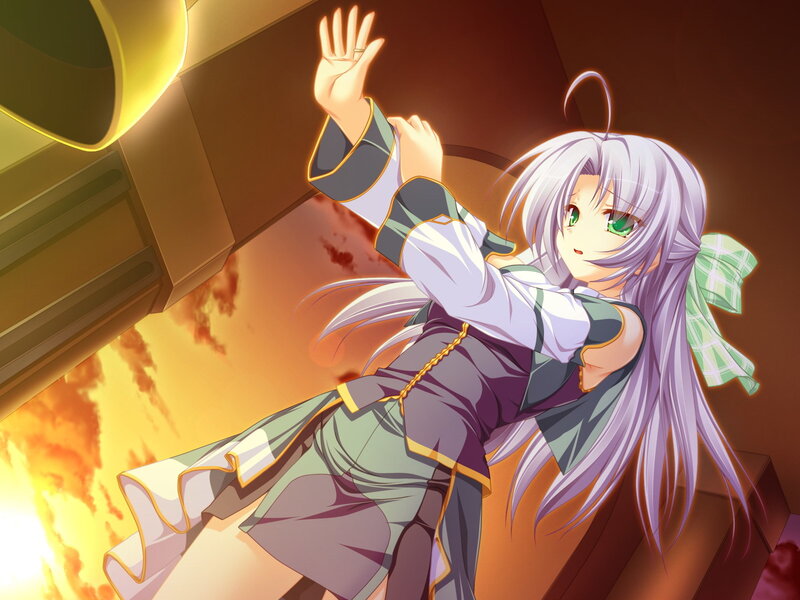 Anime Girl in Uniform — Purple, Dramatic, Fire