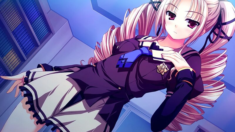 Anime Girl in Uniform — Purple, Dramatic, Night, School Uniform