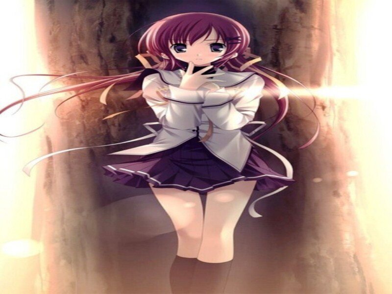 Anime Girl in Uniform — Purple, Dramatic, School Uniform