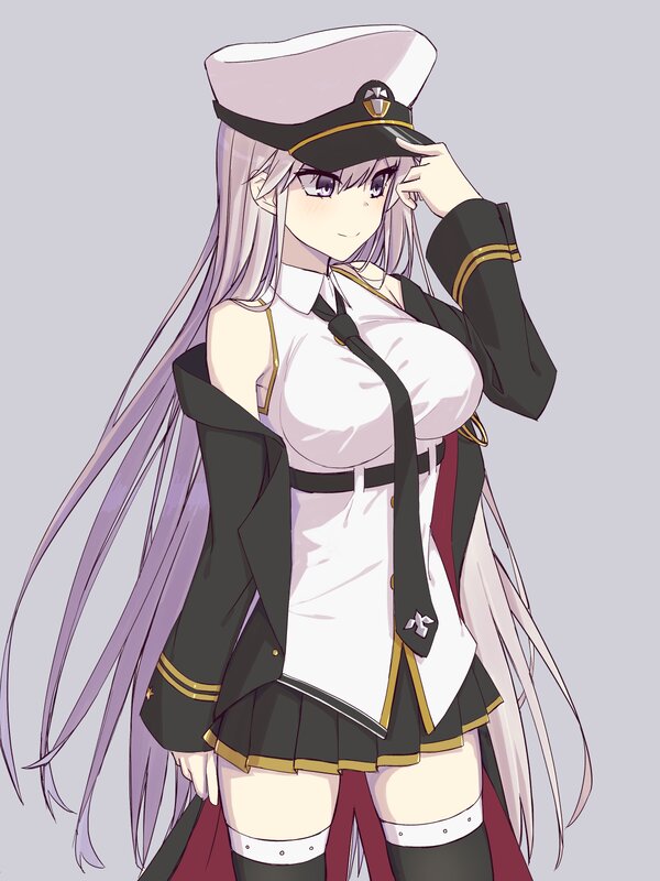 Anime Girl in Uniform — Purple, Neutral, Long Hair