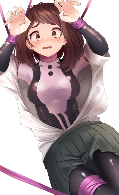 Anime Girl in Uniform — Purple, Playful, Digital Art