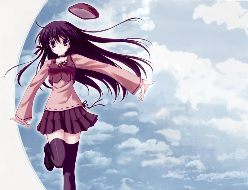 Anime Girl in Uniform — Purple, Serene, Afternoon