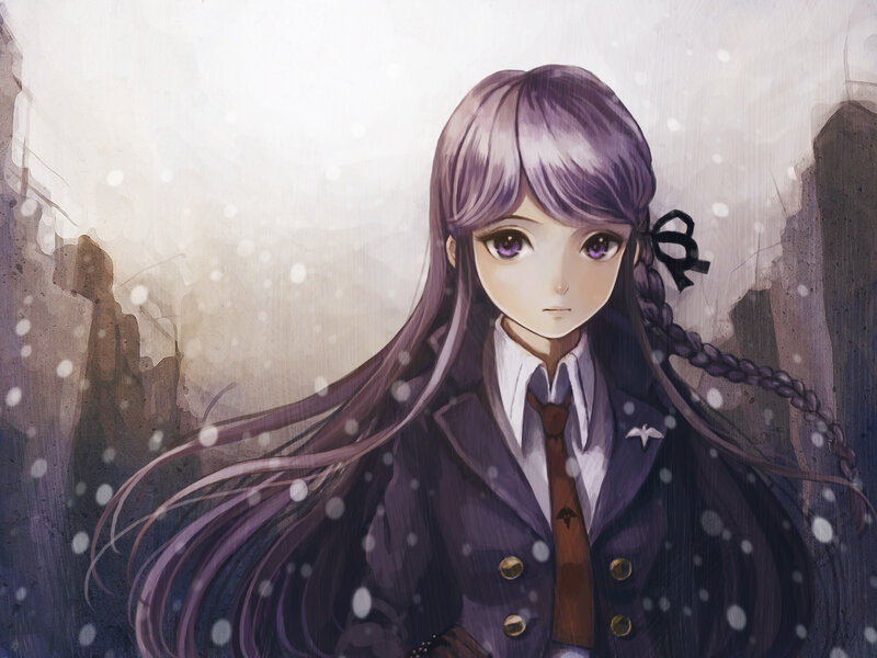 Anime Girl in Uniform — Purple, Somber