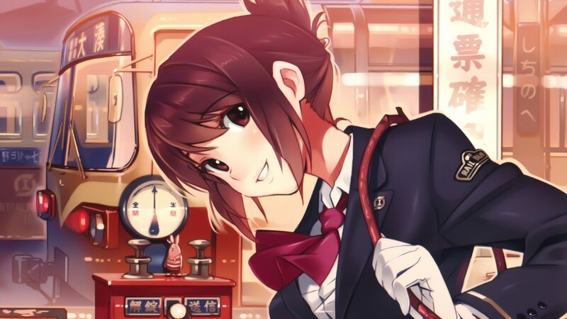 Anime Girl in Uniform — Red, Calm