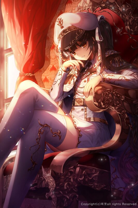Anime Girl in Uniform — Red, Dramatic, Afternoon, Digital Art