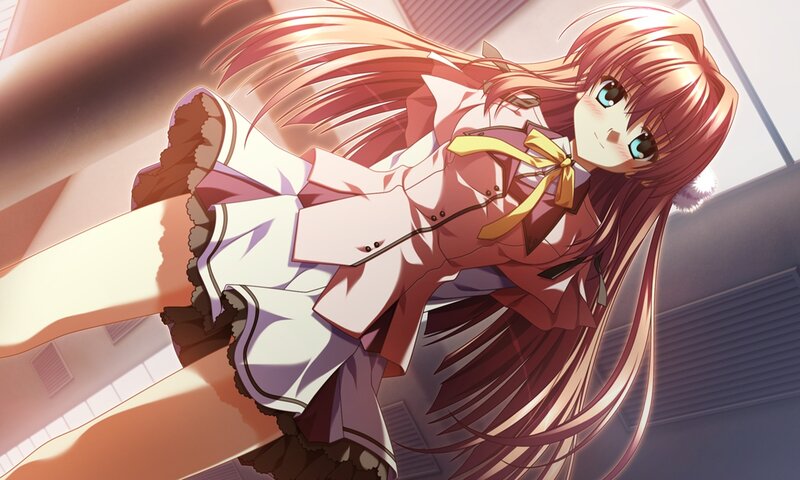 Anime Girl in Uniform — Red, Dramatic, Afternoon