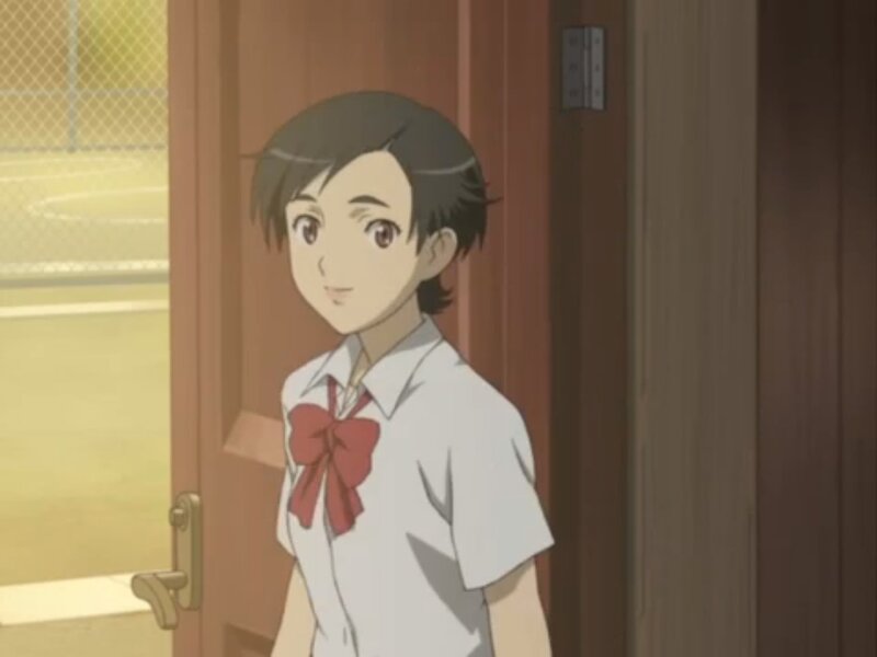 Anime Girl in Uniform — White, Calm, Afternoon, Door