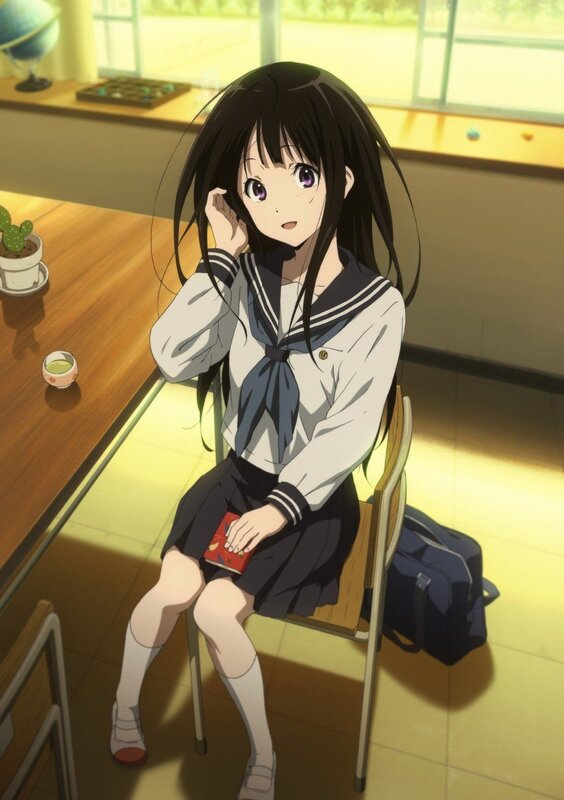 Anime Girl in Uniform — White, Calm, Afternoon, School Desk