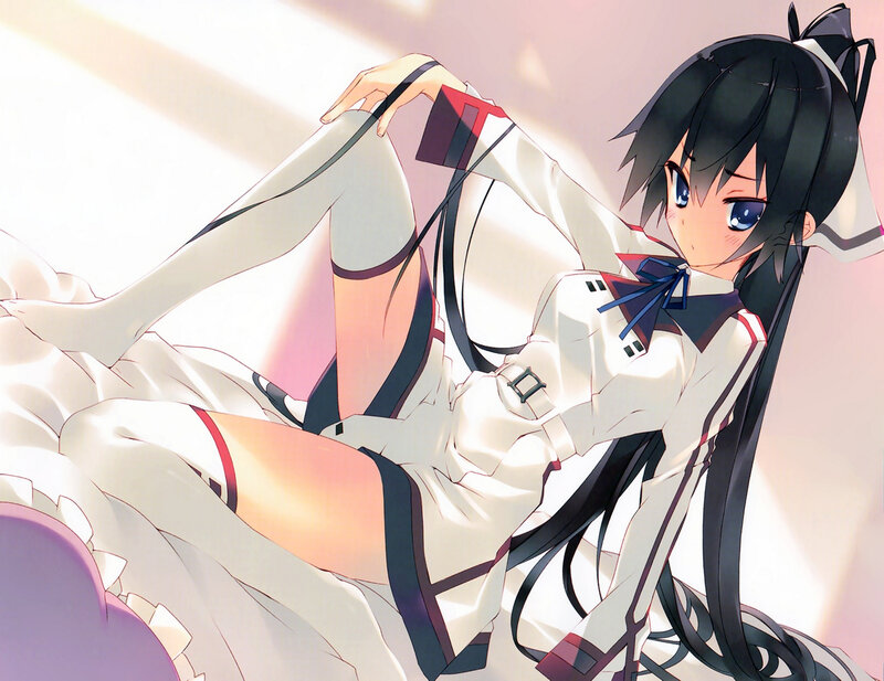 Anime Girl in Uniform — White, Calm, Bed