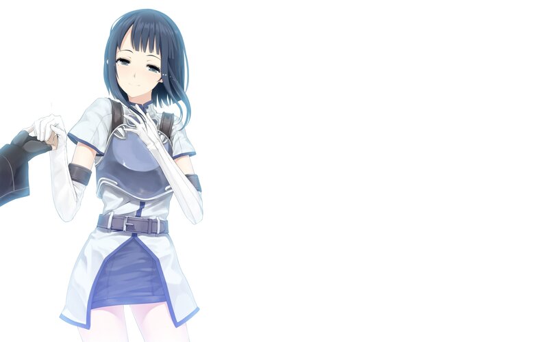 Anime Girl in Uniform — White, Calm, Gloves