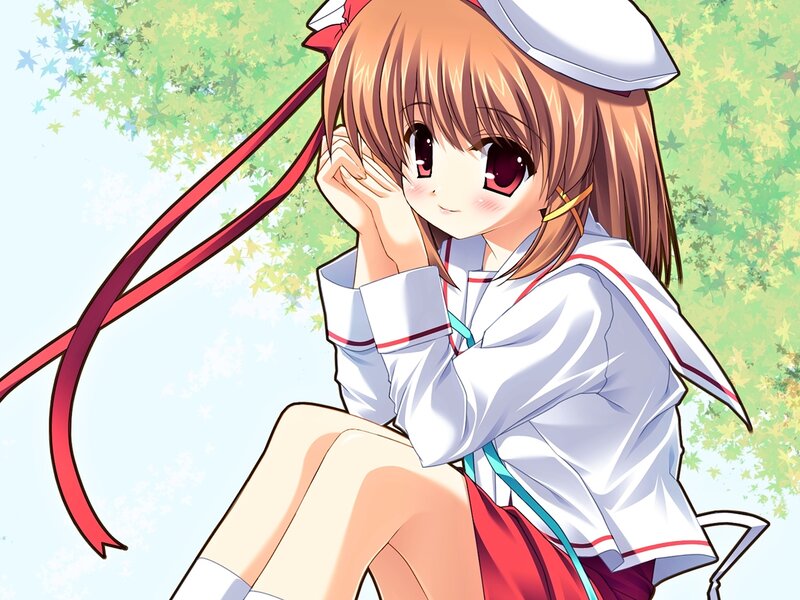 Anime Girl in Uniform — White, Calm, Spring, School Uniform