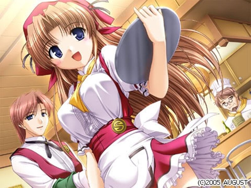 Anime Girl in Uniform — White, Cheerful
