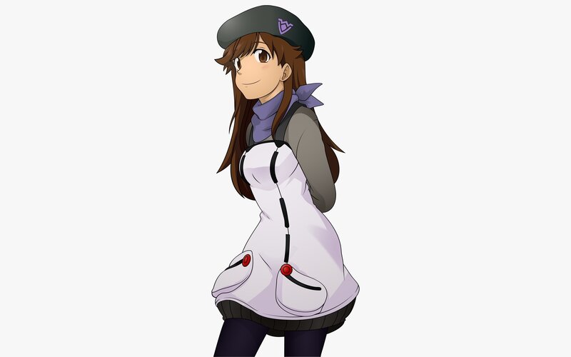Anime Girl in Uniform — White, Neutral, Beret