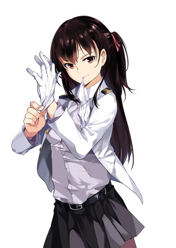 Anime Girl in Uniform — White, Neutral, Gloves