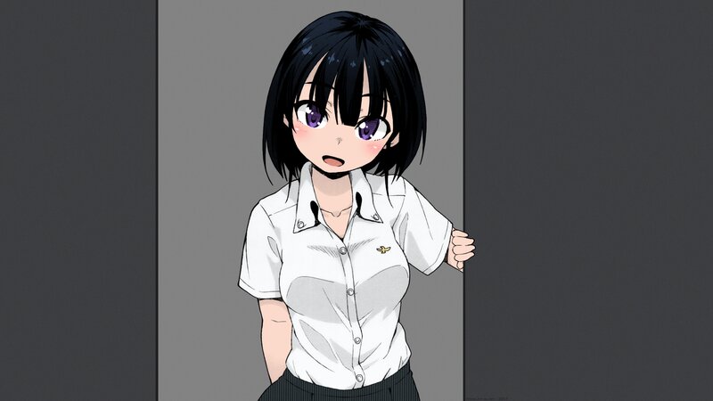 Anime Girl in Uniform — White, Neutral, School Uniform