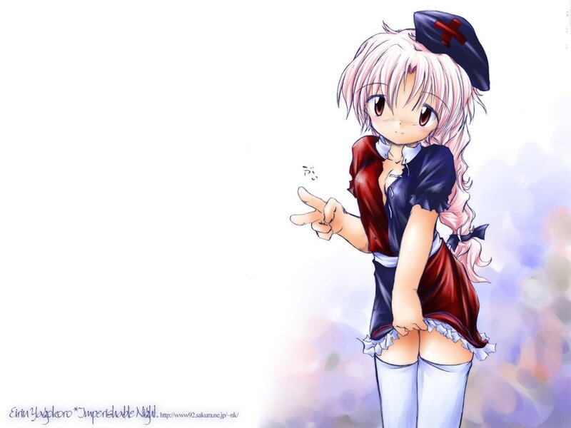 Anime Girl in Uniform — White, Playful, Hat, Dress