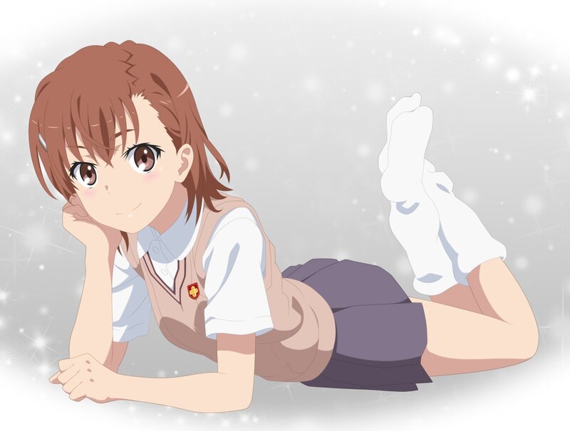 Anime Girl in Uniform — White, Playful, School Uniform, Socks