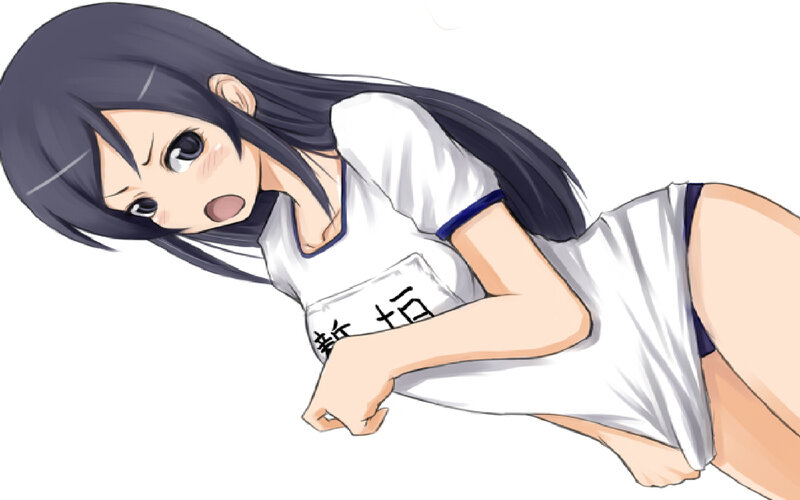 Anime Girl in Uniform — White, Surprised
