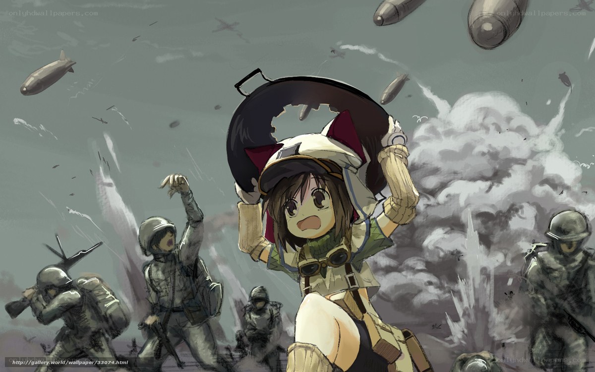 Anime girl in war zone