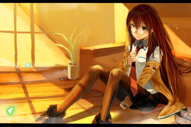 Anime girl in warm sunlight
