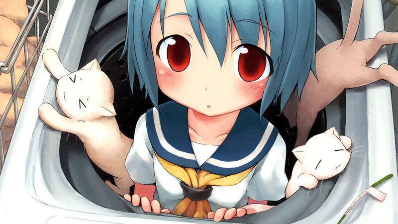 anime girl in washing machine