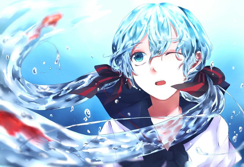 anime girl in water
