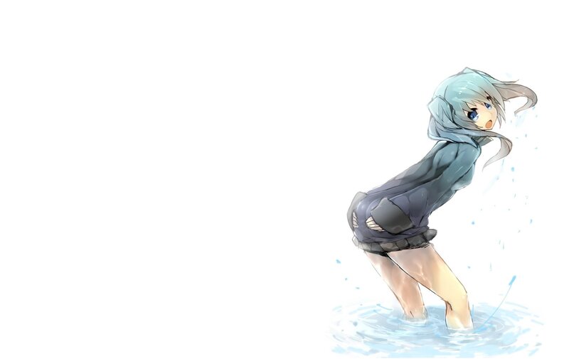 anime girl in water