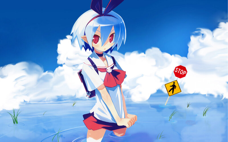 anime girl in water