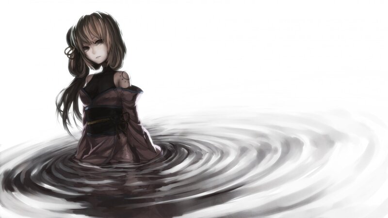 anime girl in water