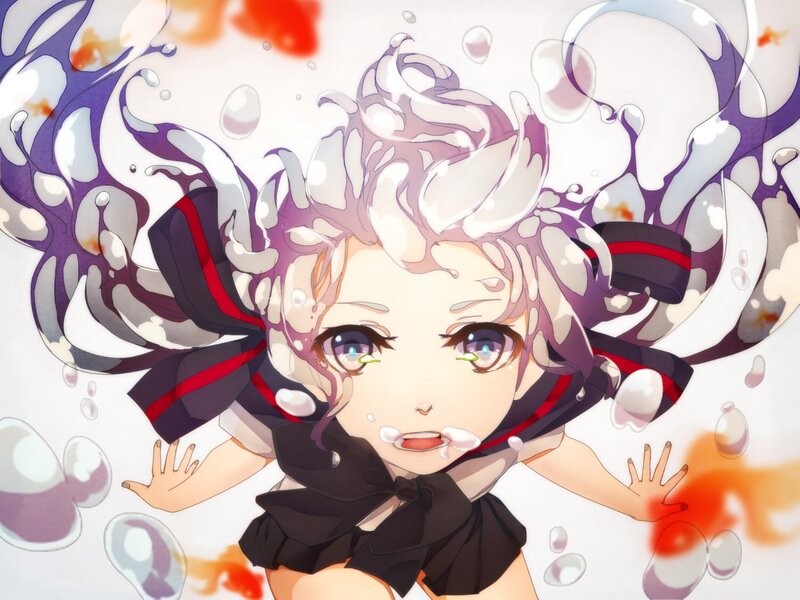 anime girl in water