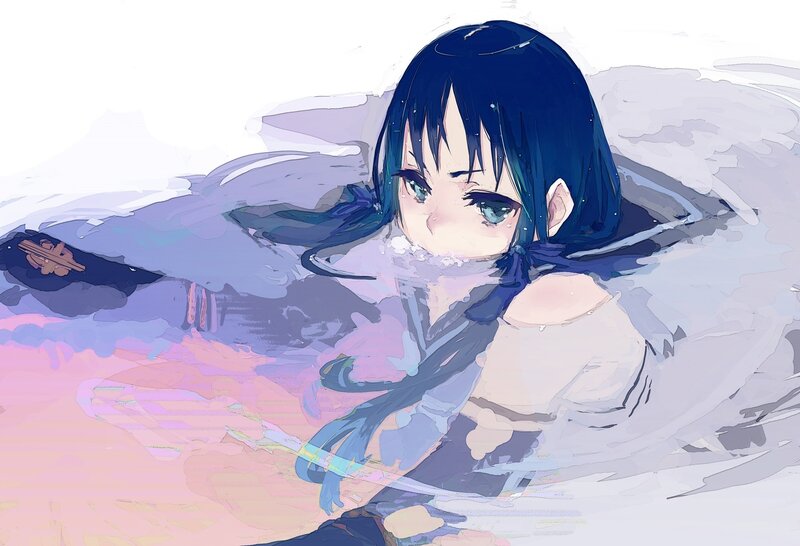 anime girl in water