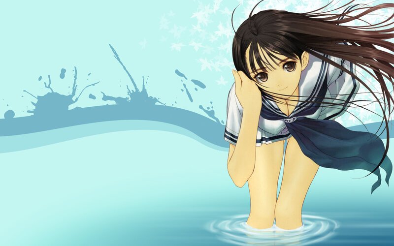 anime girl in water