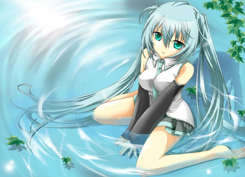 anime girl in water
